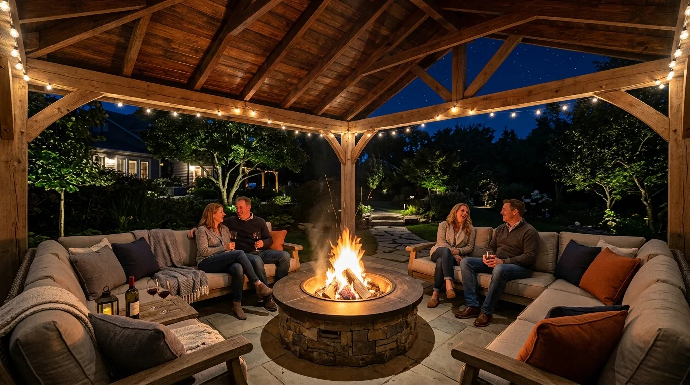 Backyard Pavilion With Outdoor Kitchen